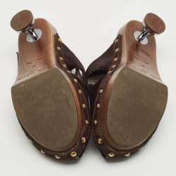 Louis Vuitton Brown Calf Hair Buckle Clogs Size 38