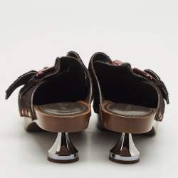 Louis Vuitton Brown Calf Hair Buckle Clogs Size 38