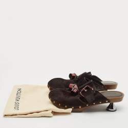 Louis Vuitton Brown Calf Hair Buckle Clogs Size 38