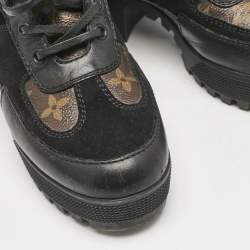 Louis Vuitton Black/Brown Suede and Monogram Canvas Laureate Desert Boots Size 34