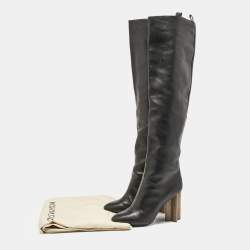 Louis Vuitton Black Leather Silhouette Over The Knee Boots Size 39