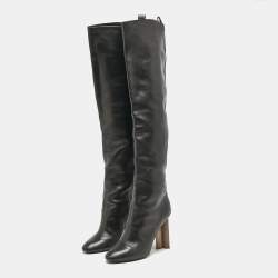 Louis Vuitton Black Leather Silhouette Over The Knee Boots Size 39