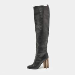 Louis Vuitton Black Leather Silhouette Over The Knee Boots Size 39