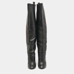 Louis Vuitton Black Leather Silhouette Over The Knee Boots Size 39