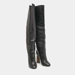 Louis Vuitton Black Leather Silhouette Over The Knee Boots Size 39