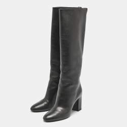 Louis Vuitton Black Leather Donna Knee Length Boots Size 39