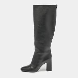 Louis Vuitton Black Leather Donna Knee Length Boots Size 39