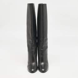 Louis Vuitton Black Leather Donna Knee Length Boots Size 39