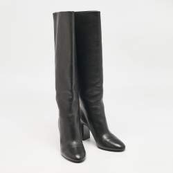 Louis Vuitton Black Leather Donna Knee Length Boots Size 39