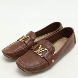 Louis Vuitton Brown Leather Oxford Loafers Size 37.5