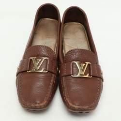 Louis Vuitton Brown Leather Oxford Loafers Size 37.5