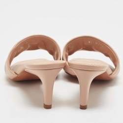 Louis Vuitton Beige Monogram Embossed Leather Revival Slide Sandals Size 37