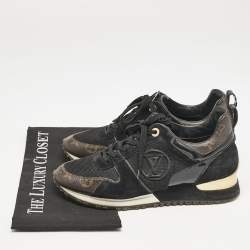 Louis Vuitton Black/Brown Mesh and Monogram Canvas Run Away Sneakers Size 38.5