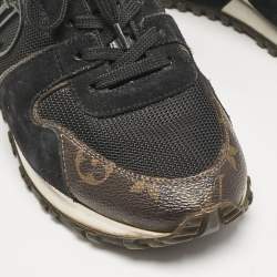 Louis Vuitton Black/Brown Mesh and Monogram Canvas Run Away Sneakers Size 38.5