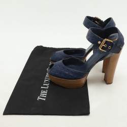 Louis Vuitton Blue Monogram Emrpiente Leather Platform Pumps Size 40