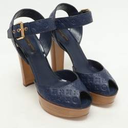 Louis Vuitton Blue Monogram Emrpiente Leather Platform Pumps Size 40