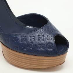 Louis Vuitton Blue Monogram Emrpiente Leather Platform Pumps Size 40