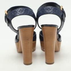 Louis Vuitton Blue Monogram Emrpiente Leather Platform Pumps Size 40