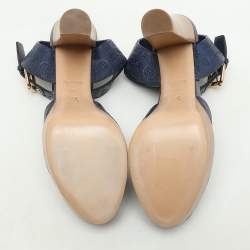 Louis Vuitton Blue Monogram Emrpiente Leather Platform Pumps Size 40