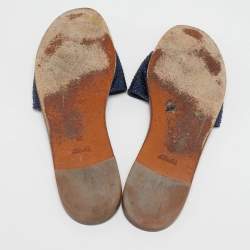 Louis Vuitton Blue Python Lock It Flat Slides Size 42