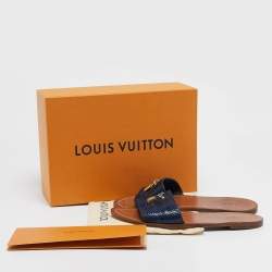 Louis Vuitton Blue Python Lock It Flat Slides Size 42