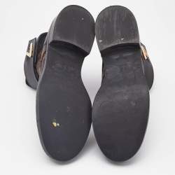 Louis Vuitton Brown/Black Monogram Canvas and Leather Wonderland Flat Ranger Boots Size 40