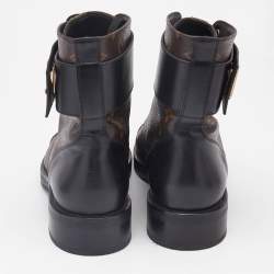 Louis Vuitton Brown/Black Monogram Canvas and Leather Wonderland Flat Ranger Boots Size 40