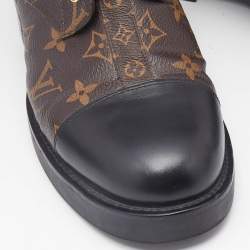 Louis Vuitton Brown/Black Monogram Canvas and Leather Wonderland Flat Ranger Boots Size 40