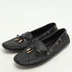 Louis Vuitton Black Monogram Empreinte Leather Gloria Loafers Size 39