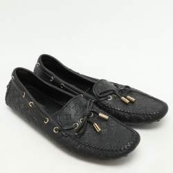 Louis Vuitton Black Monogram Empreinte Leather Gloria Loafers Size 39