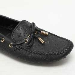 Louis Vuitton Black Monogram Empreinte Leather Gloria Loafers Size 39