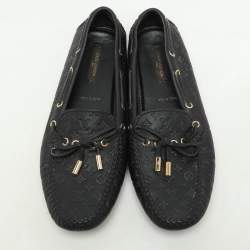 Louis Vuitton Black Monogram Empreinte Leather Gloria Loafers Size 39