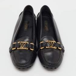 Louis Vuitton Black Leather Oxford Loafers Size 37