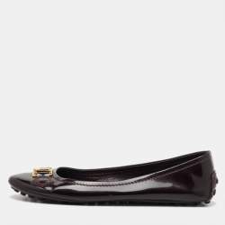 Louis Vuitton Burgundy Patent Leather Oxford Ballet Flats Size 37