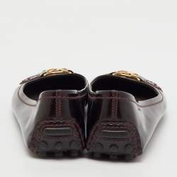 Louis Vuitton Burgundy Patent Leather Oxford Ballet Flats Size 37