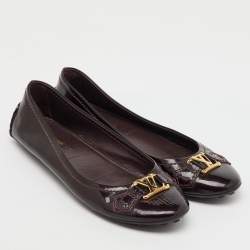 Louis Vuitton Burgundy Patent Leather Oxford Ballet Flats Size 37