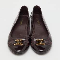 Louis Vuitton Burgundy Patent Leather Oxford Ballet Flats Size 37