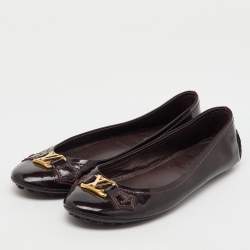 Louis Vuitton Burgundy Patent Leather Oxford Ballet Flats Size 37