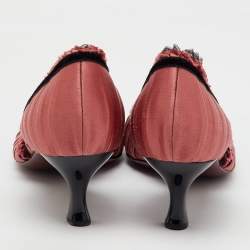 Louis Vuitton Rose Pink/Black Satin Balmoral Bow Pumps Size 40