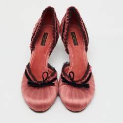 Louis Vuitton Rose Pink/Black Satin Balmoral Bow Pumps Size 40