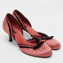 Louis Vuitton Rose Pink/Black Satin Balmoral Bow Pumps Size 40