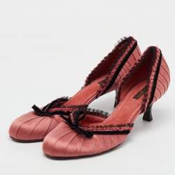 Louis Vuitton Rose Pink/Black Satin Balmoral Bow Pumps Size 40