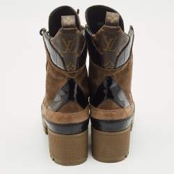 Louis Vuitton Multicolor Suede and Monogram Canvas Laureate Desert Boots Size 38