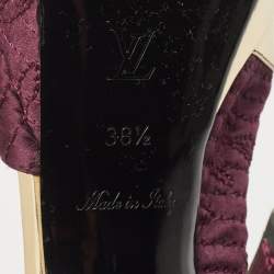 Louis Vuitton Purple/Gold Fabric and Leather Peep Toe Slingback Pumps Size 38.5