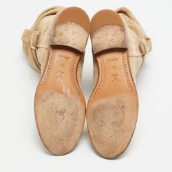 Louis Vuitton Beige Suede Buckle Ankle Boots Size 38