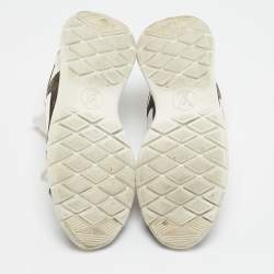 Louis Vuitton White Neoprene and Monogram Canvas Aftergame Sneakers Size 38.5