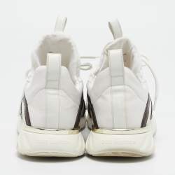 Louis Vuitton White Neoprene and Monogram Canvas Aftergame Sneakers Size 38.5