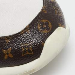 Louis Vuitton White Neoprene and Monogram Canvas Aftergame Sneakers Size 38.5