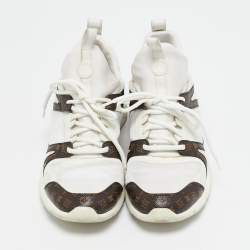 Louis Vuitton White Neoprene and Monogram Canvas Aftergame Sneakers Size 38.5