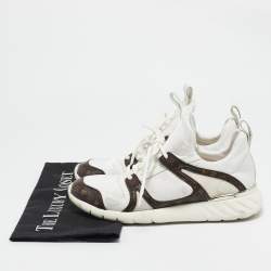 Louis Vuitton White Neoprene and Monogram Canvas Aftergame Sneakers Size 38.5